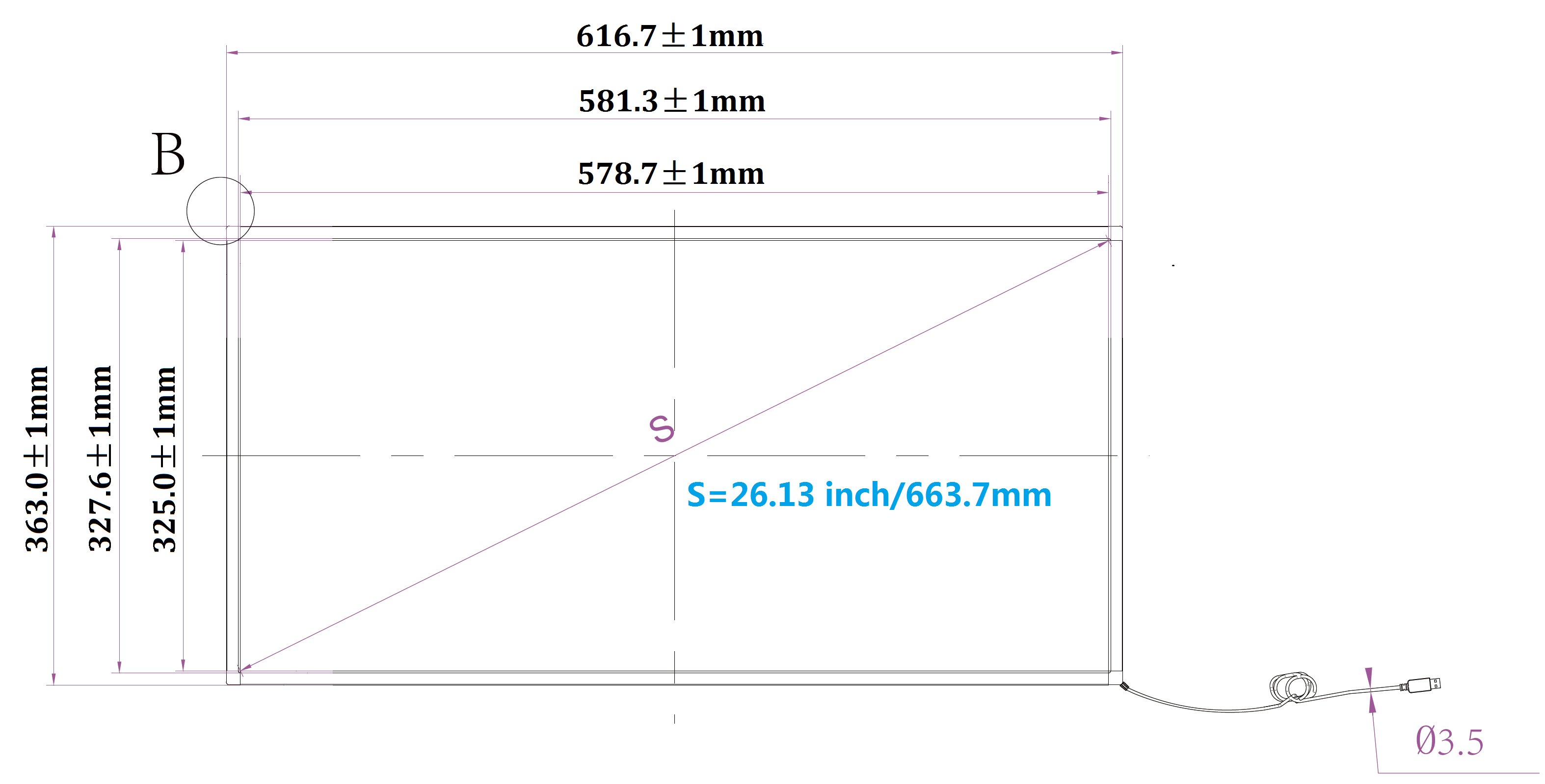 26 inch IR touch frame drawing