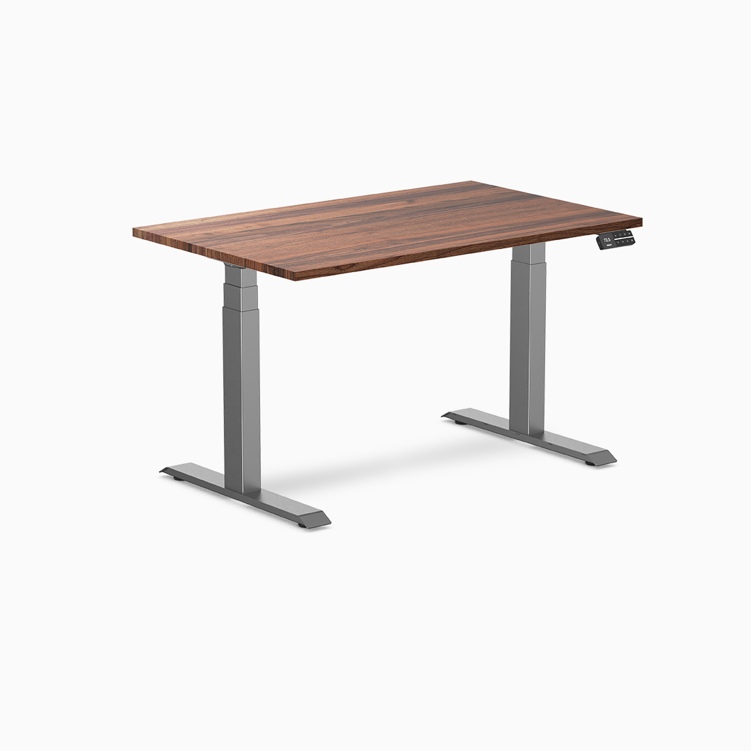 dual motor hardwood standing desk, premium solid wood sit stand desk, electric ergonomic workstation