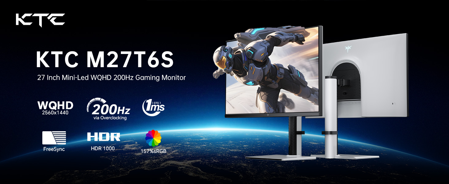 KTC M27T6S 27 Inch Mini-Led WQHD 200Hz Gaming Monitor