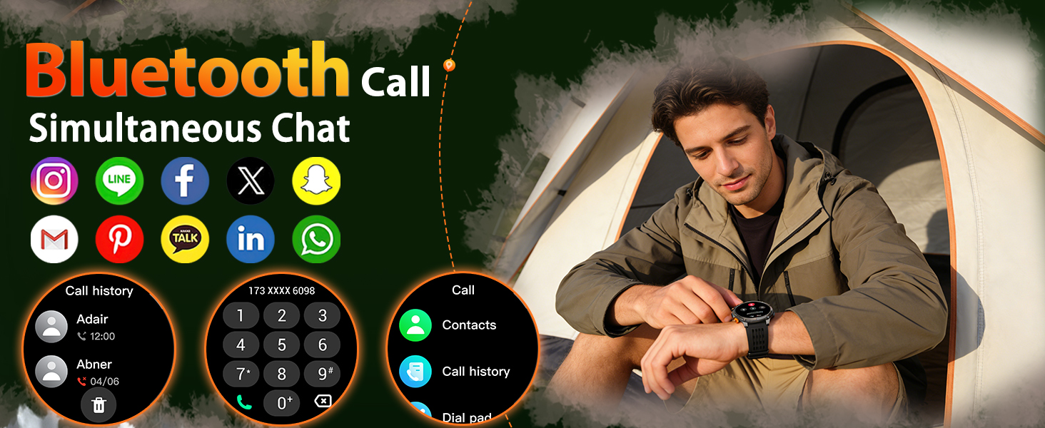 MIlitary Smart Watch for men with Compass, Flashlight, 100 Days Battery, IP68 Waterproof