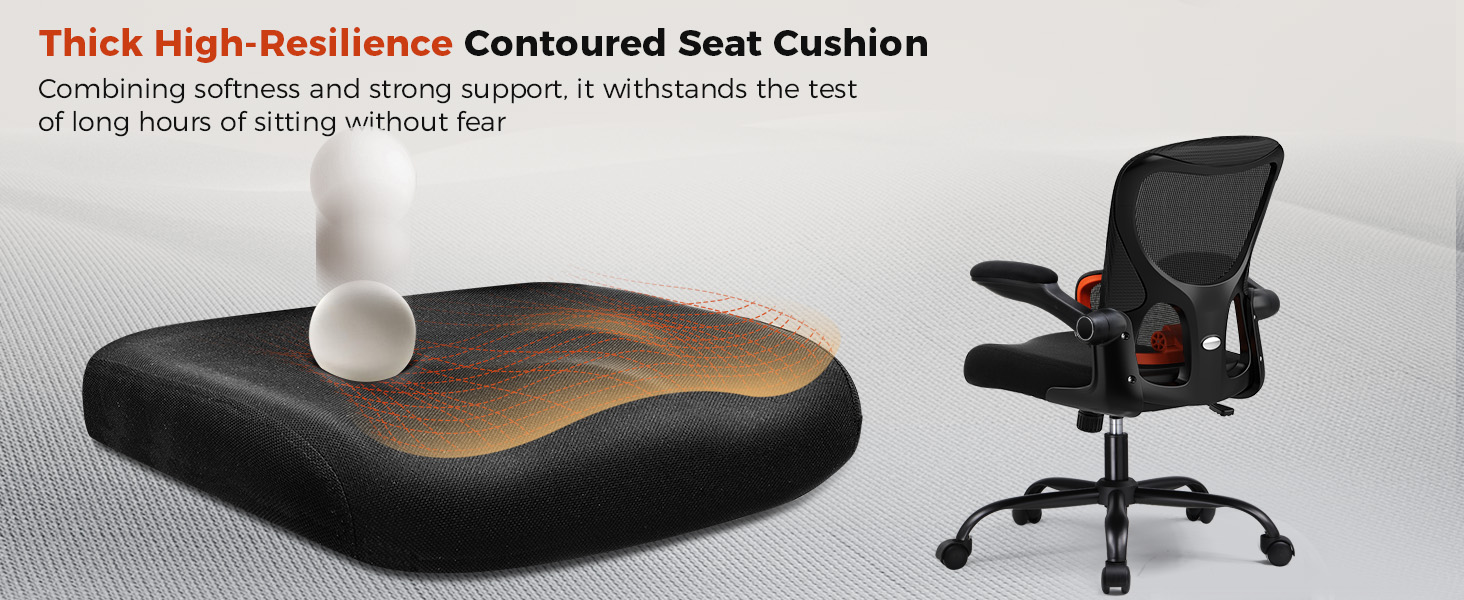 Thick High-Resilience Contoured Seat Cushion
