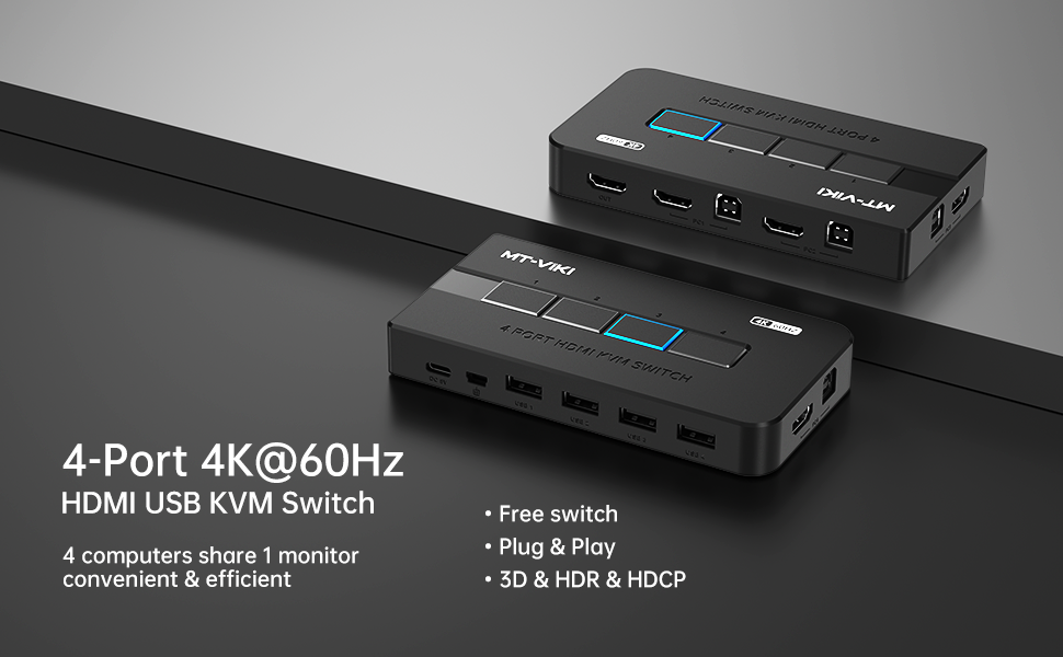 USB HDMI KVM Switch 4 Port