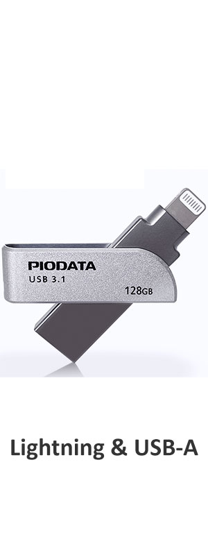 PioData iXflash Lightning to USB A Flash Drive Space Gray