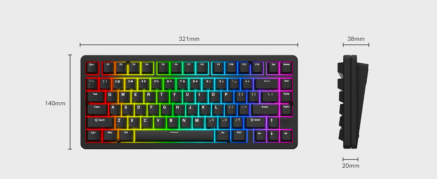 Womier SK75 75% Keyboard, Wireless Mechanical Gaming Keyboard with Full ...