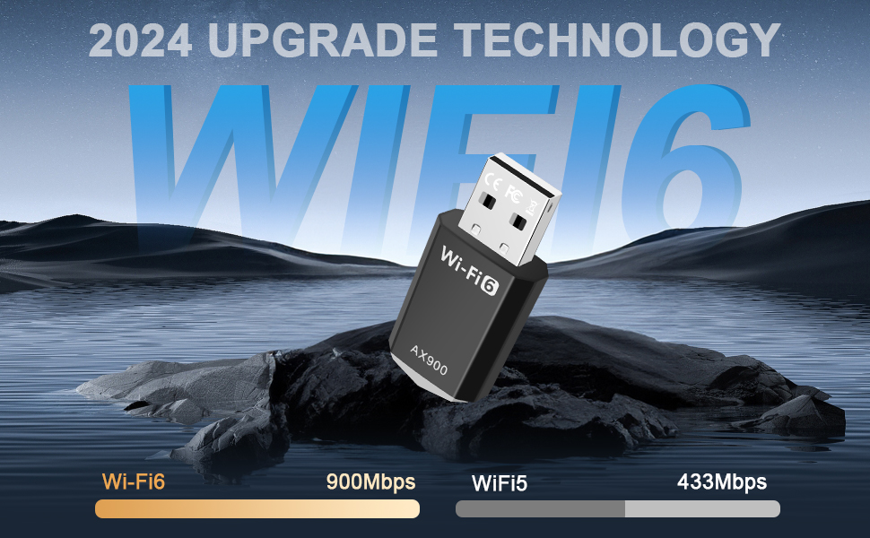 WiFi 6 - 2024 upgrade WLAN stick (dual band) Faster transfer rates: WiFi 6 covers both the 2.4 and 5