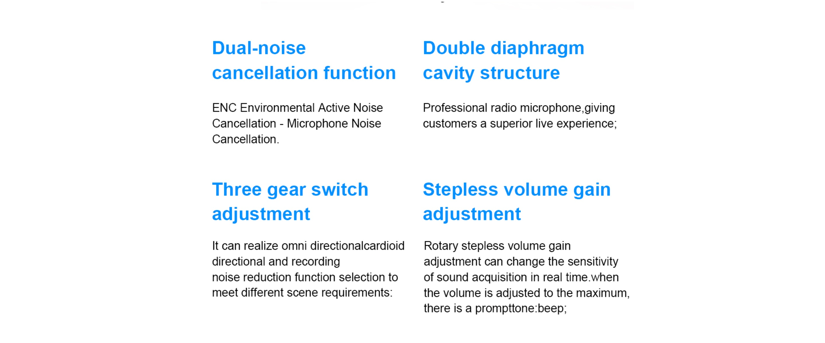 Dual-diaphragm Cavity, 3 Pickup Modes, Stepless Gain