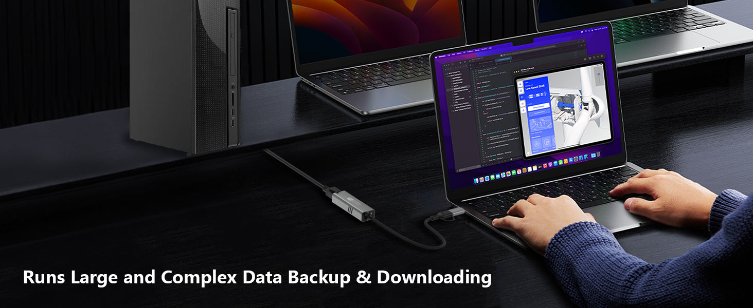 USB to Ethernet Adapter 5Gbps, Aluminum Driver Free USB-C to RJ45 5000Mbps Gigabit Ethernet LAN Netw