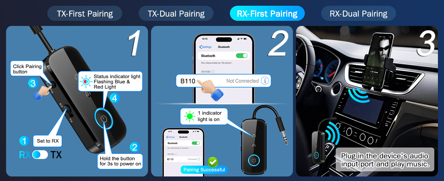 LAICOMEIN B110 Ultra Pro Bluetooth Transmitter Receiver