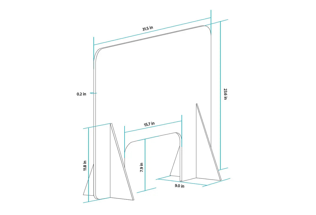 Clear Acrylic Plexiglass Sneeze Guard Protective Shield Desk Barrier Small Size 31.5in x 23.6in x 9.