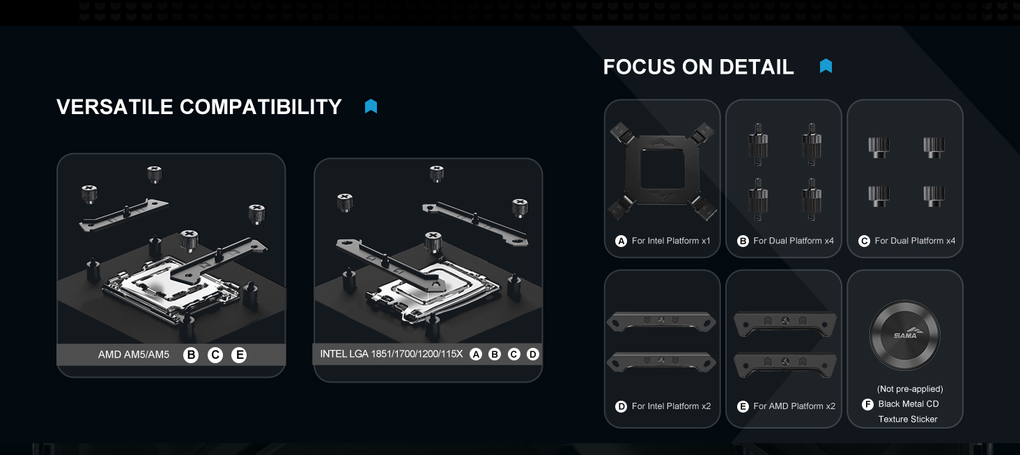 SAMA A60W Dual-Tower CPU Air Cooler White