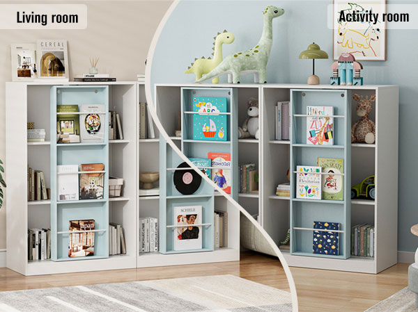 Bookcase with Sliding Storage Shelf