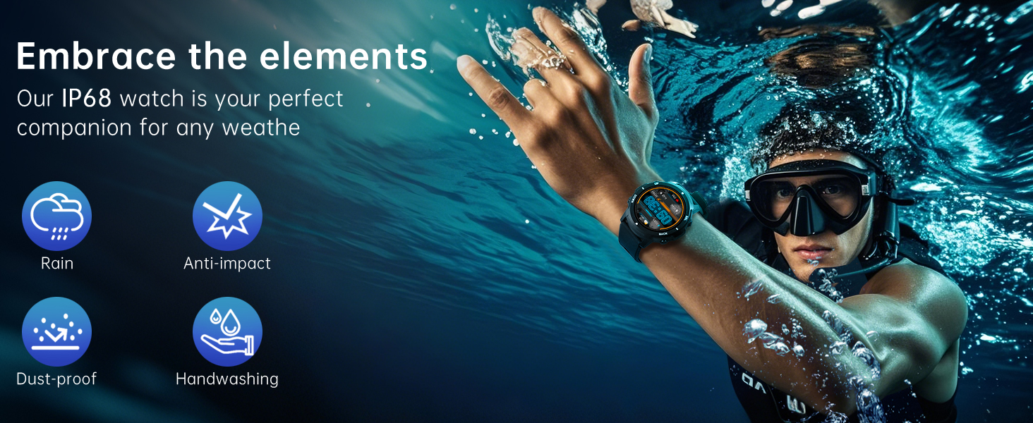 Smart Watch for Men- Bluetooth Call, Military Smartwatch Waterproof Fitness Sleep Tracker Watch with