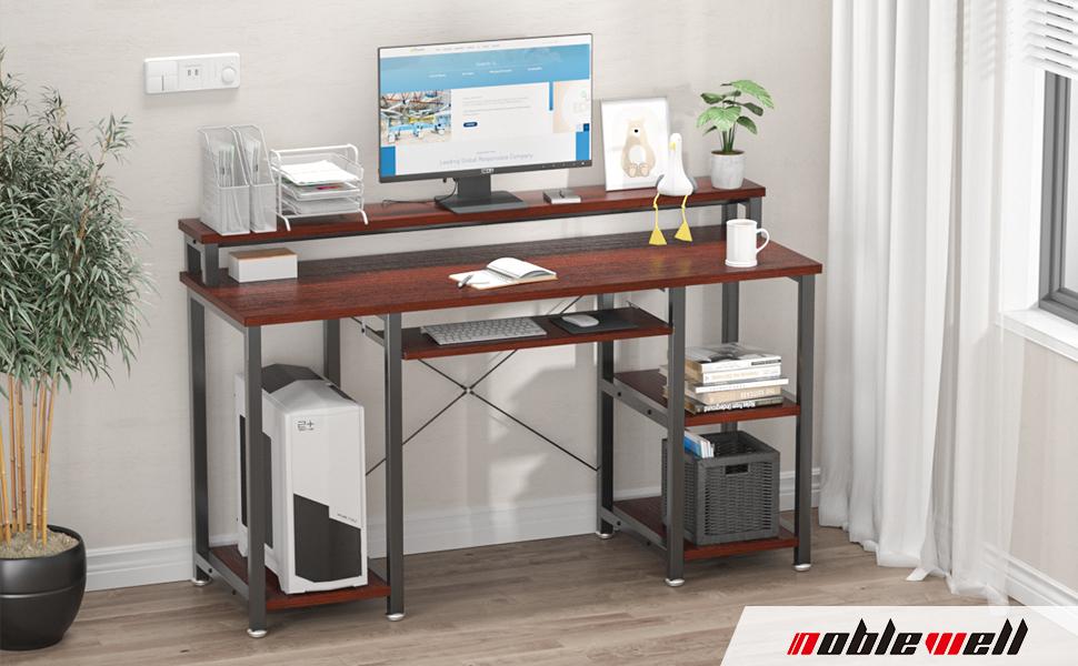  NOBLEWELL Computer Desk with Monitor Stand Storage