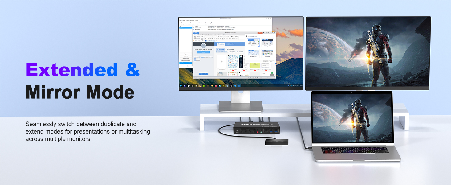 4 in 2 Out HDMI KVM Switch 4 Computers 2 Monitors with 3 USB 3.0 Ports, 4K@60Hz 4 Port HDMI Dual Mon