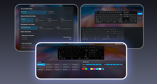 Redragon K526 PRO Wireless RGB Membrane Gaming Keyboard, LED Screen & Knob