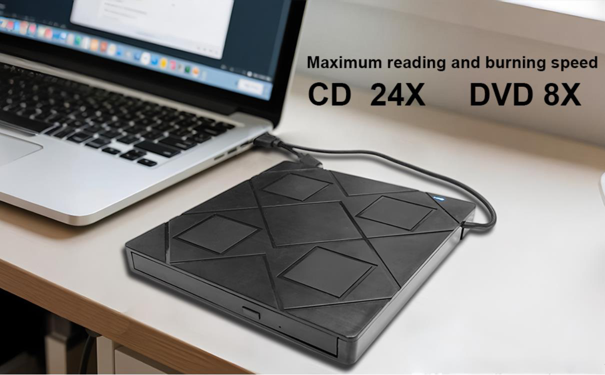 USB 3.0 & Type-C External DVD Drive for Laptop,Portable CD/DVD RW Burner, 5-in-1 External DVD Drive