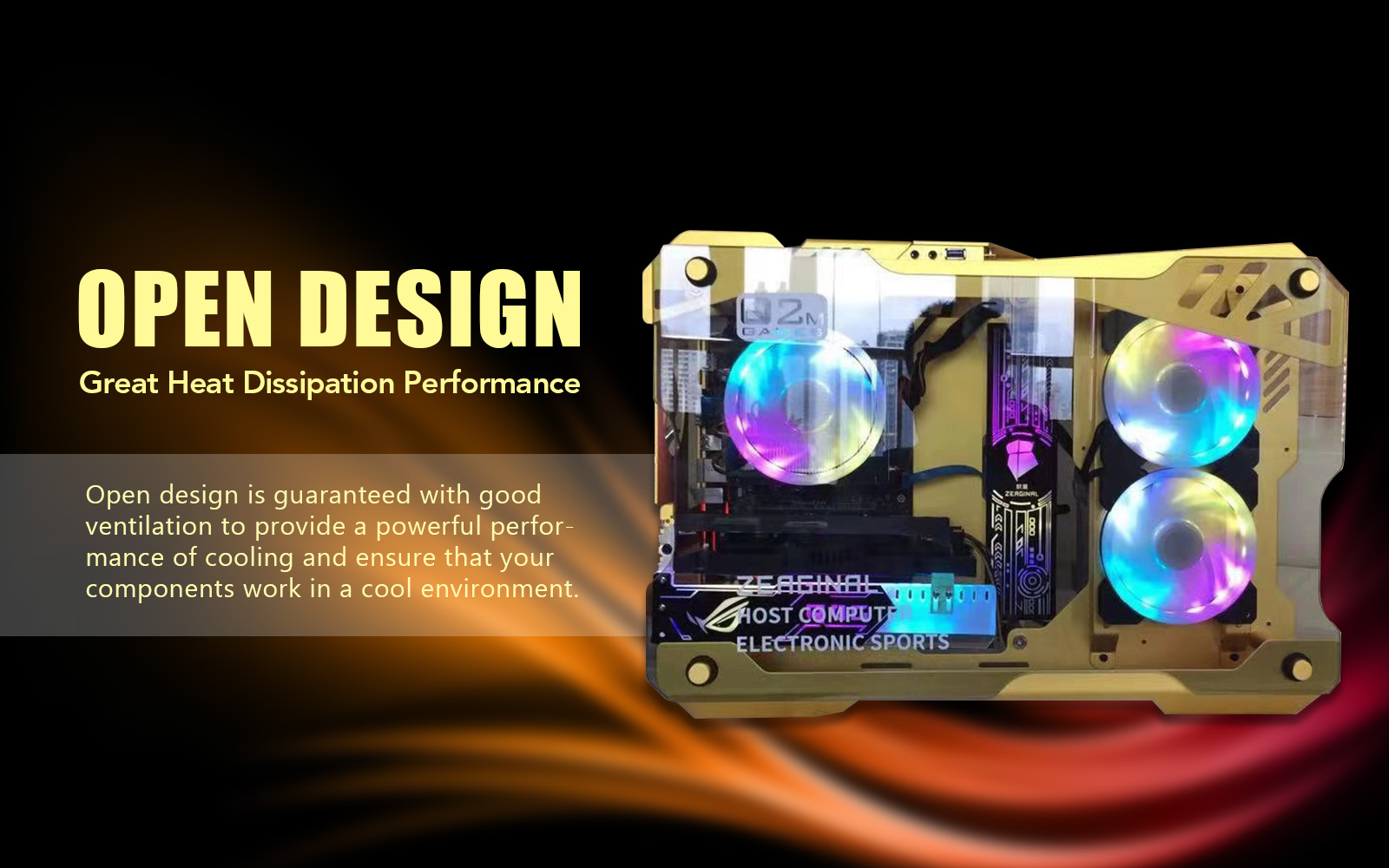 Zeaginal ZC-02M Tempered Glass Mini Computer Case-Yellow