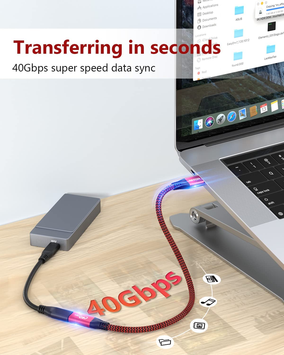 usb c 4.0 male to female extension cable 40Gbps