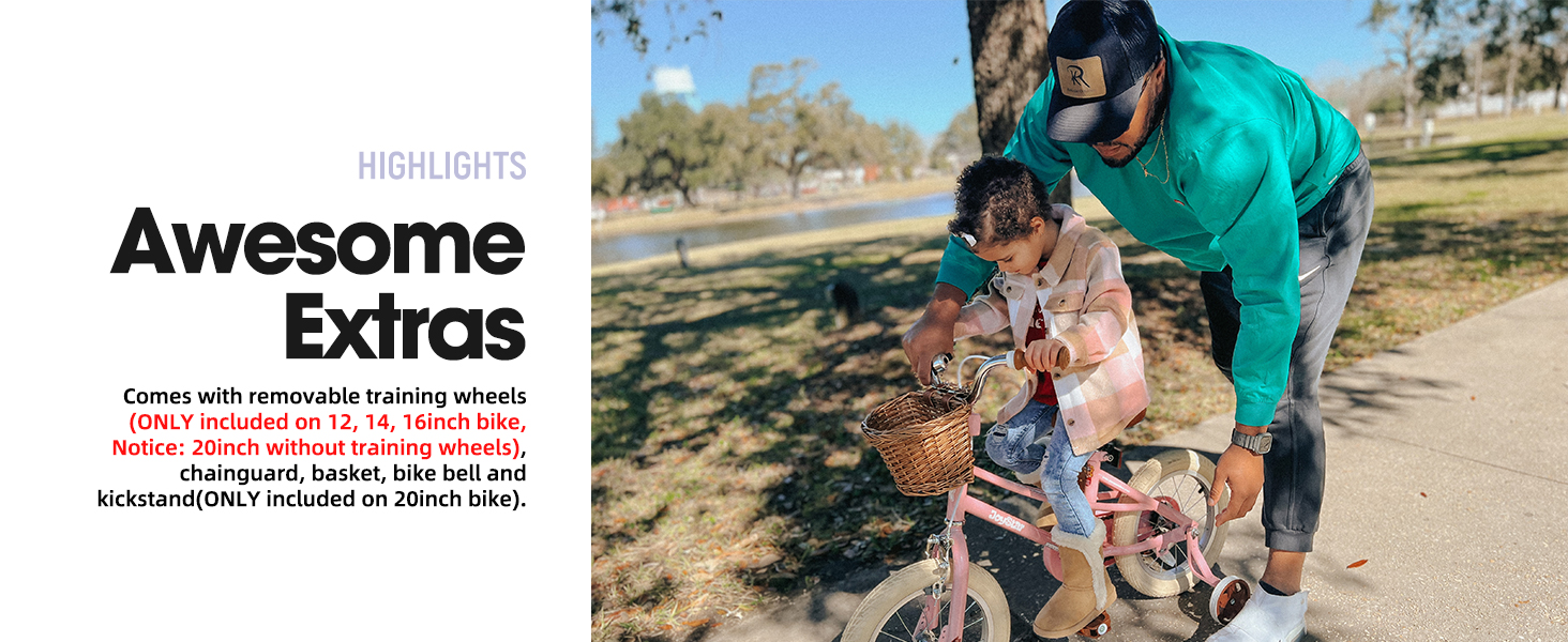 joystar kids bike boy girl children youth bicycle training wheels basket low-step frame