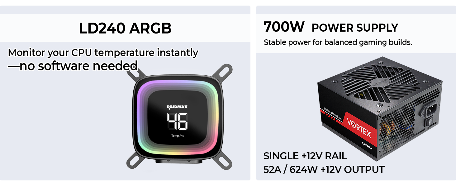 Compact Micro-ATX case with dual-chamber airflow,3 ARGB fans, 400mm GPU, and 360mm radiator support.