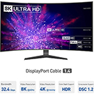 8k display port cable cord 6ft