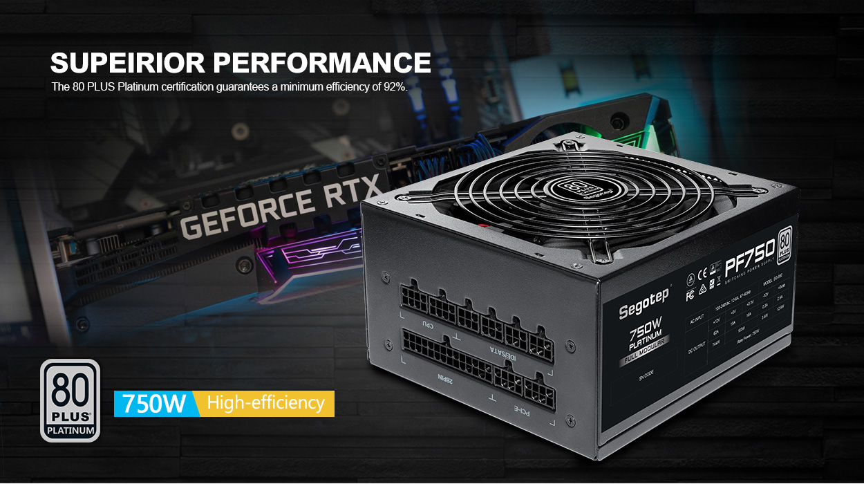 Segotep 750W Power Supply 80 Plus Platinum Fully Modular ATX Gaming PSU