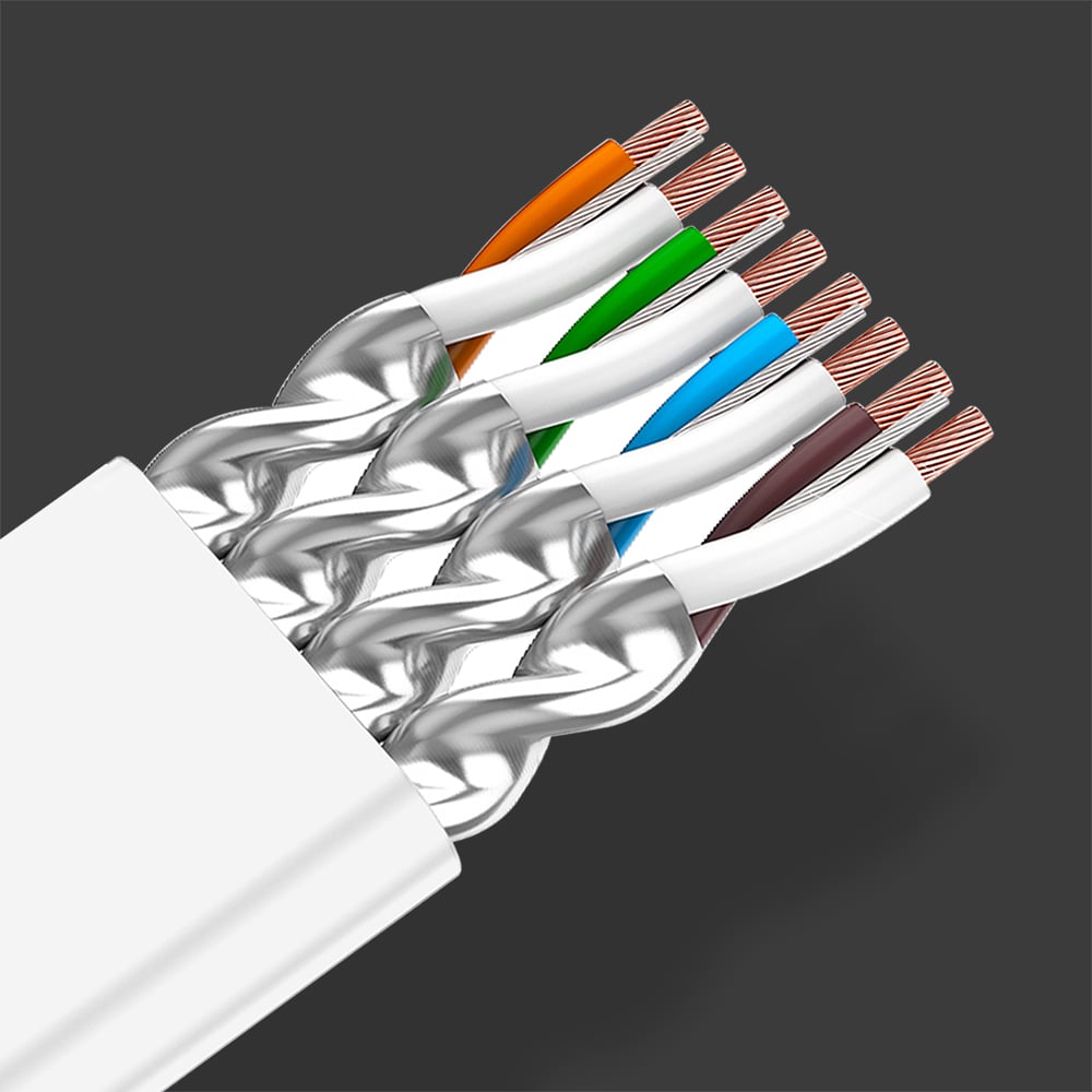 Four twisted pair conductors with Aluminium foil sheilding