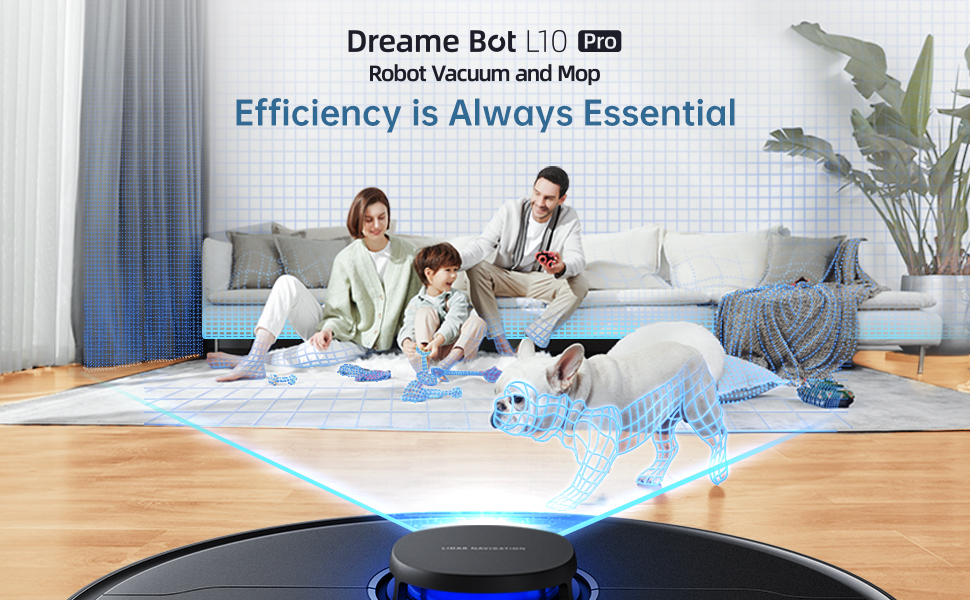  Dreametech L10 Pro Robot Vacuum and Mop, 4000Pa Strong  Suction, 2.5h Runtime, Works with Alexa/Google Home/APP, 3D Obstacle  Avoidance, Superb LiDAR Navigation, Ideal for Pet Hair, Carpets, Hard Floor