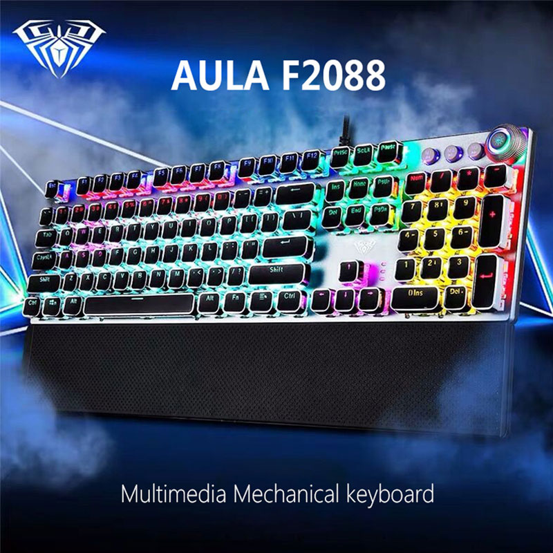 AULA F2058 Clavier mécanique de jeu punk RGB - WikiwandBlue Switch - 108  touches de