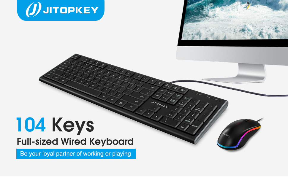 104 keys full size wired keyboard