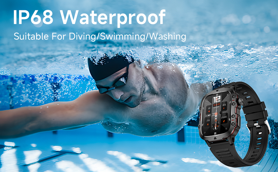 Blood Pressure Watch Men, IP68 Waterproof Blood Pressure Watch, 1.96" High-Resolution Touch Screen S