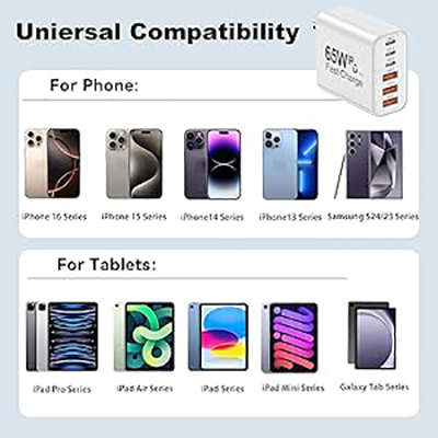 The USB C Wall Charger Block is equipped with a smart chip, which can adjust the input power of the