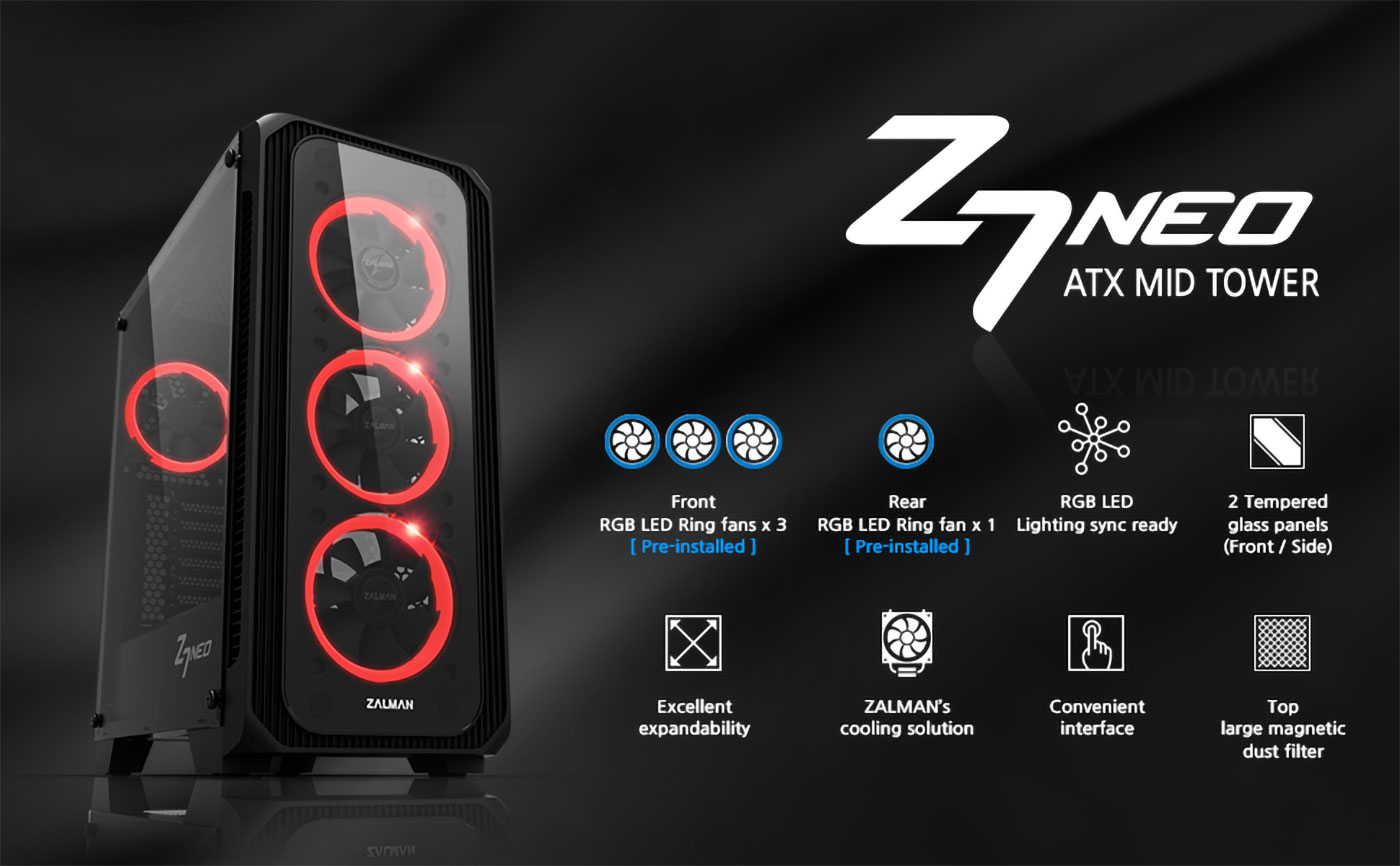 Zalman Z7 Neo Mid Tower ATX Gaming PC Case