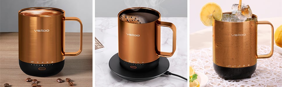 VSITOO Temperature Control Smart Mug 2 with Lid, Self Heating Coffee Mug 14  oz, 90 Min Battery Life - APP & Manual Controlled Heated Coffee Mug 
