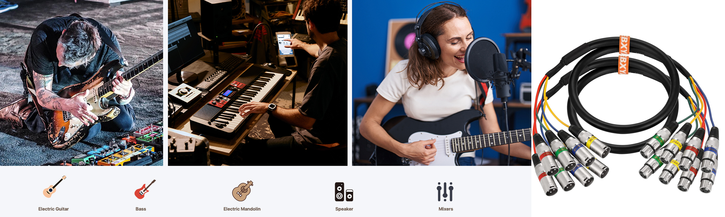 4-channel microphone cable adopts a self-locking connector