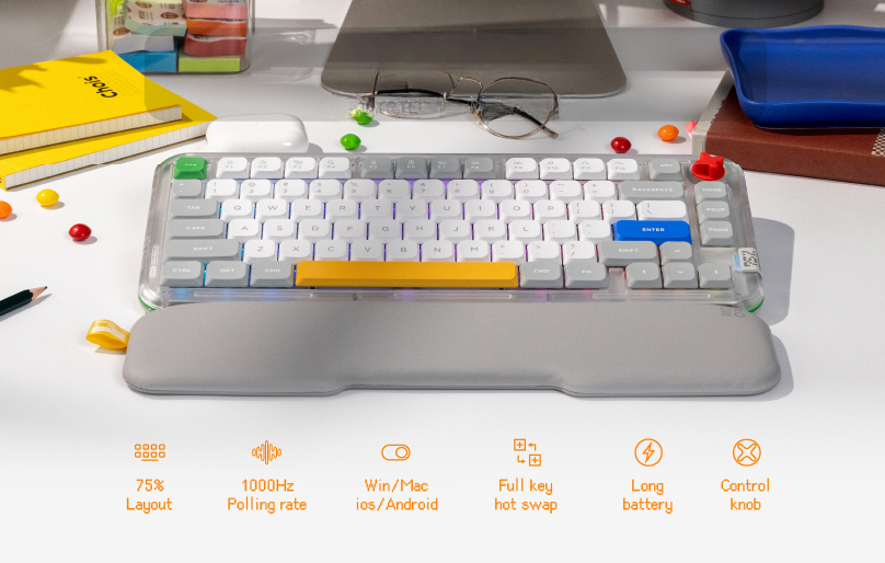 NuPhy Kick75 80 Keys 75% Low-Profile Hot-Swap Wireless Mechanical Keyboard