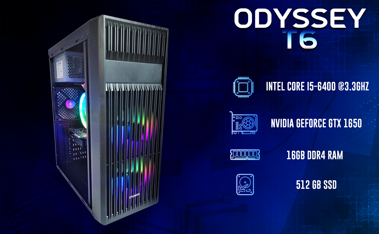 Odyssey Gaming Computer Odyssey T6 Custom Gaming PC, RGB LED Fans, Intel Core i5 2.7GHz, 16GB ...
