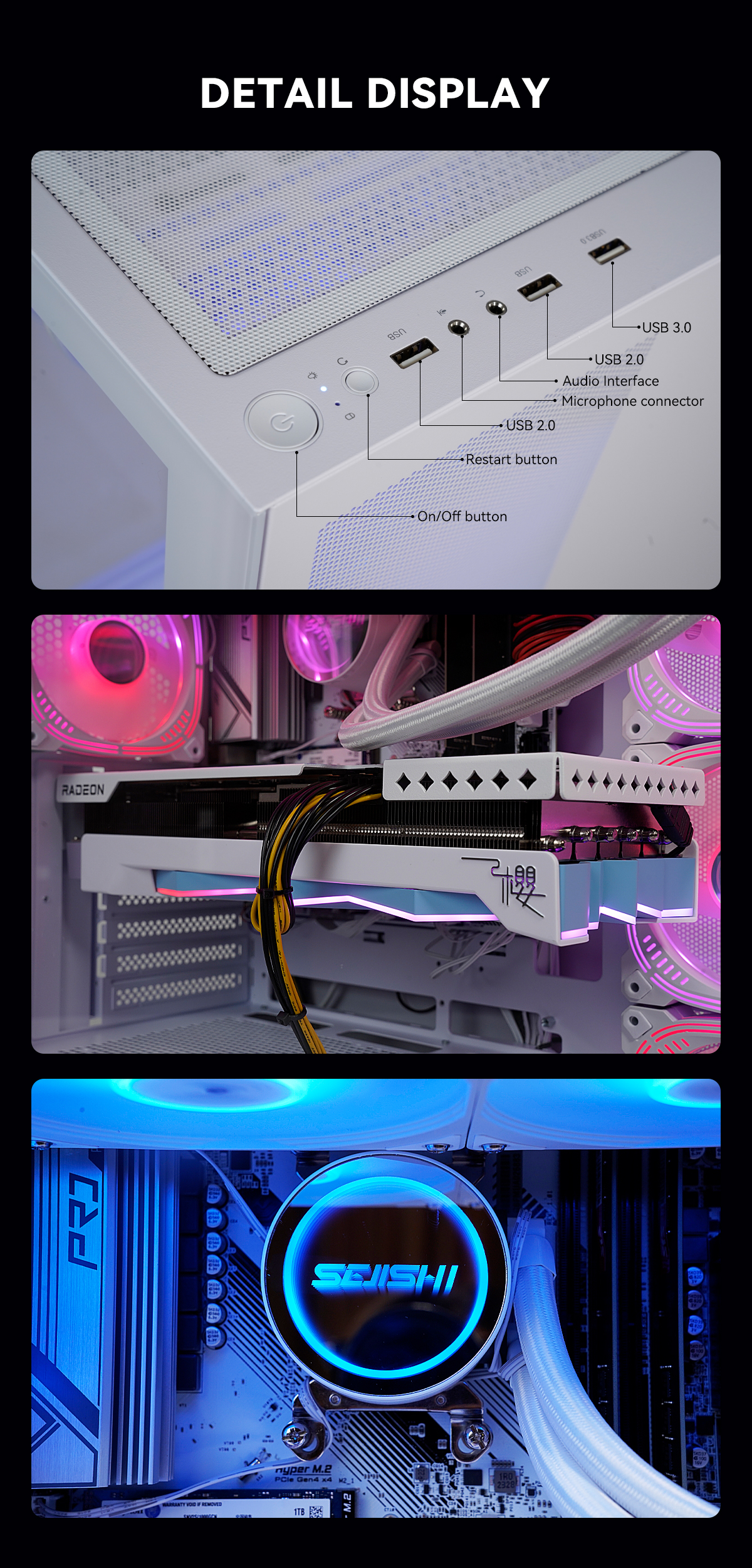 SEJISHI Gaming PC AMD Ryzen7 5700X 3.4GHz , RADEON RX 7800XT