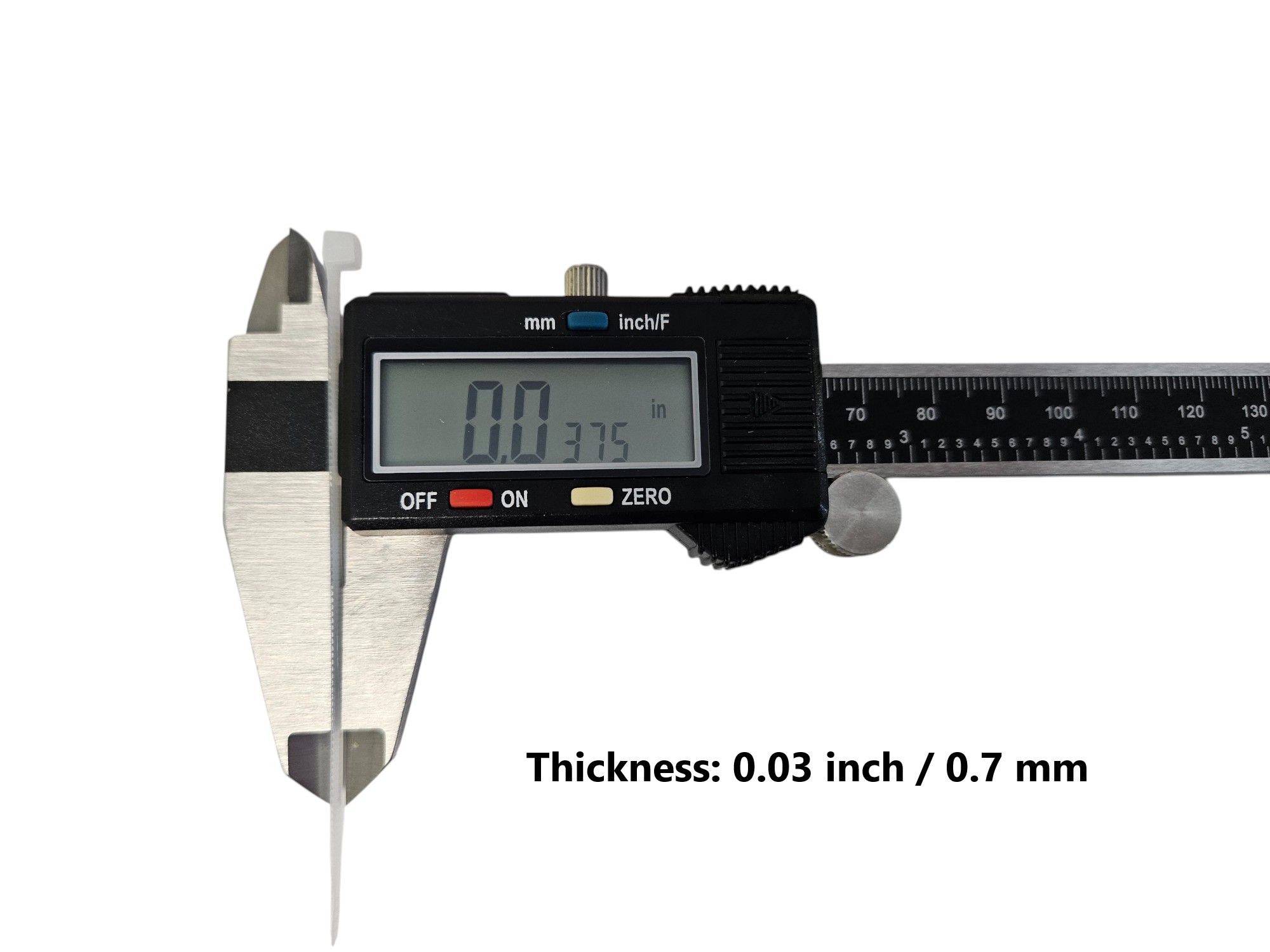 Thickness: 0.03 inch=0.7 mm