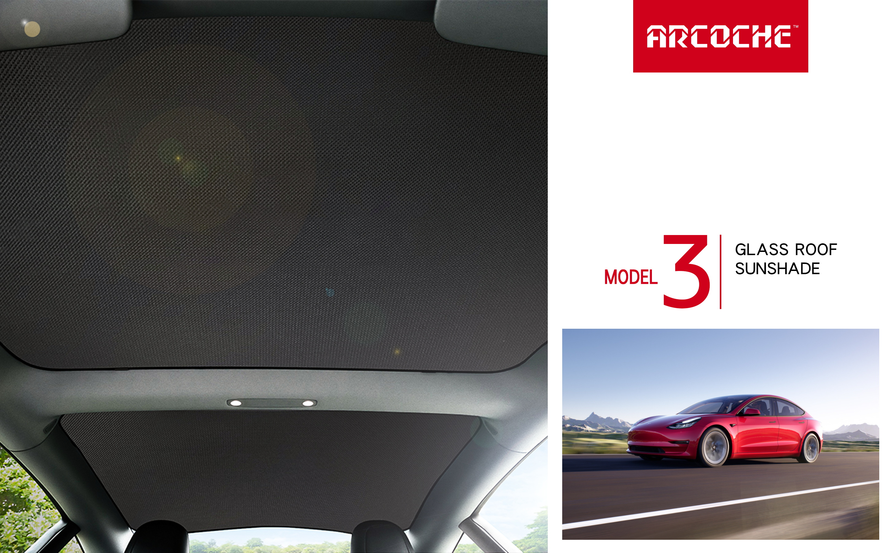 Sunshade Glass Roof and Half Rear Window Sunshade