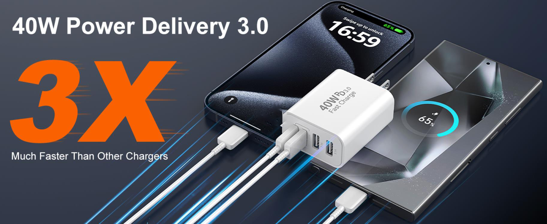 [2 PACK] USB C Charger Block, 40W 4-Port Type C Charger Fast Phone Charging Block Cube