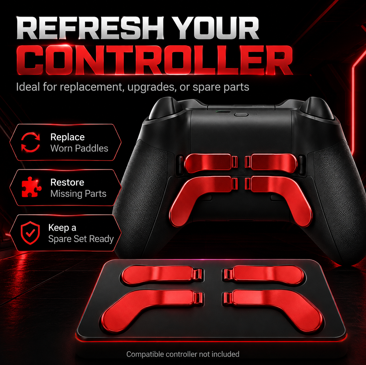red replacement paddles, xbox elite spare paddles, worn paddle replacement