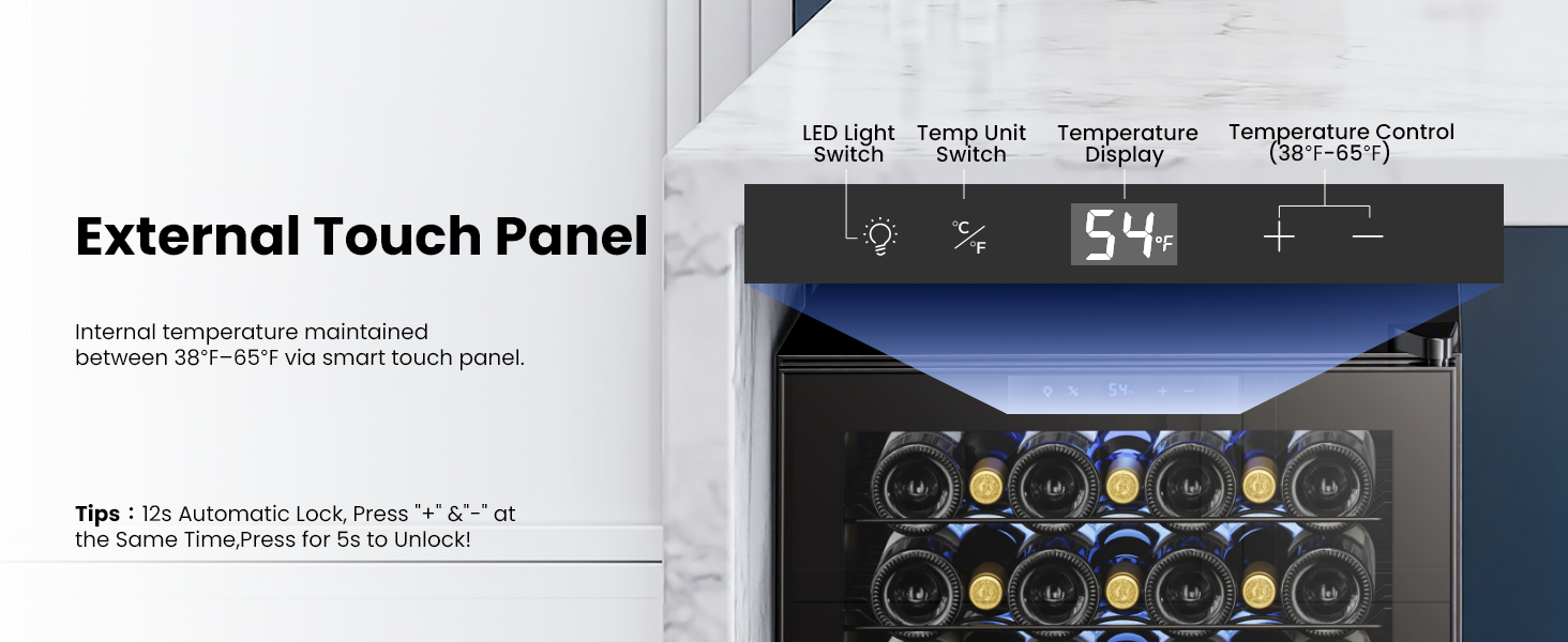 38-65°F digital temp control