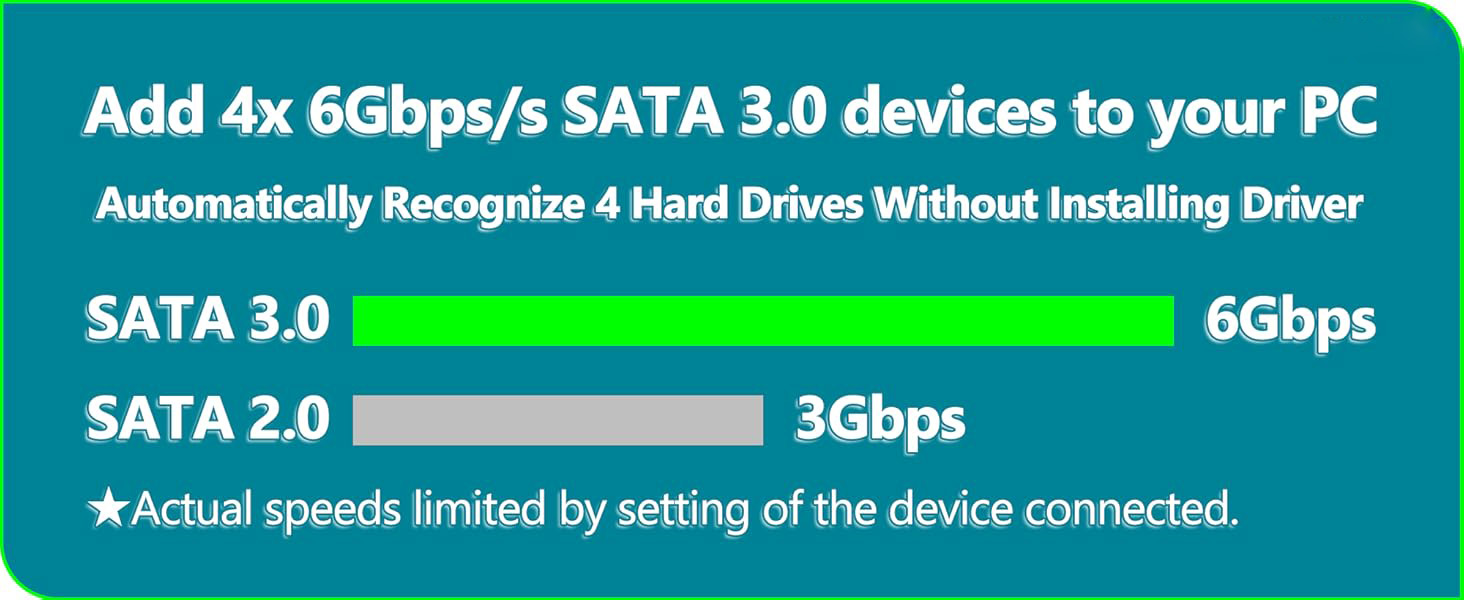 PCIe SATA Card 4 Ports, PCI Express to SATA 3.0 Ports Expansion Controller
