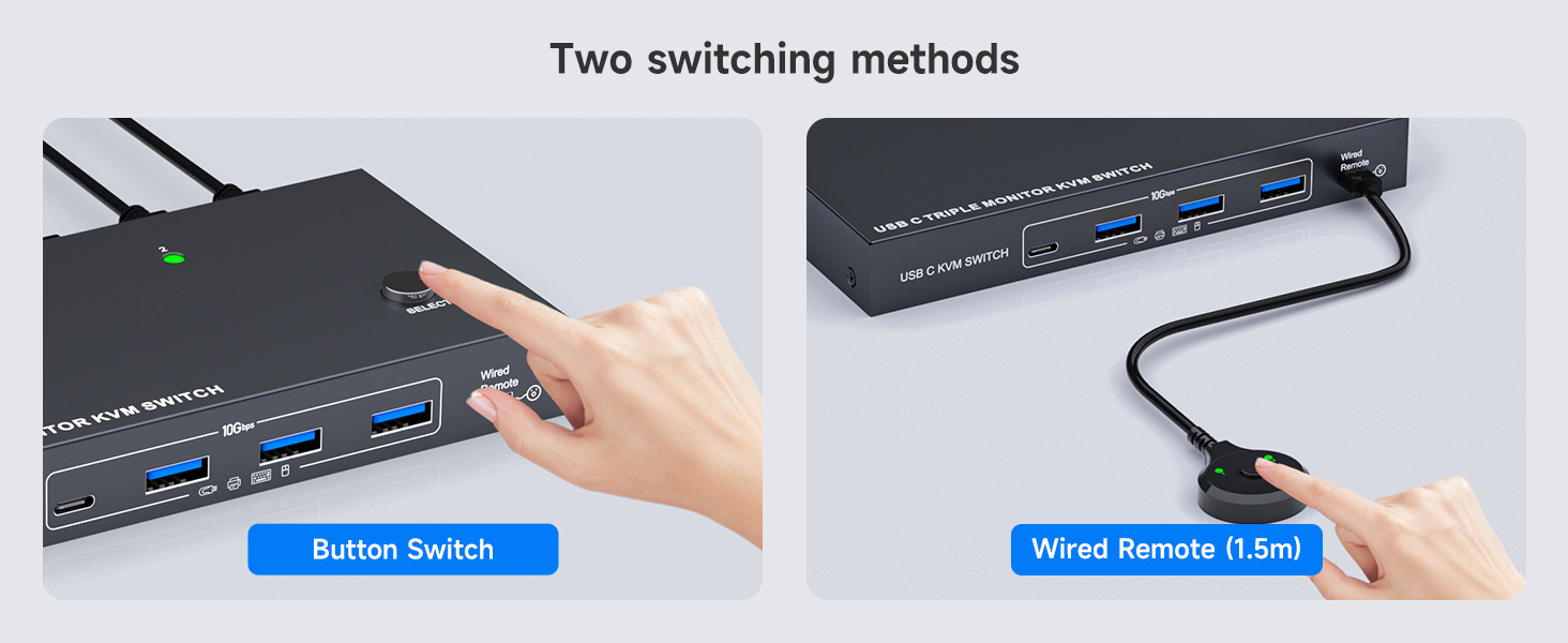 AUTYUE USB C KVM Switch 3 Monitors 2 PCs 4K/1080P@60Hz,USB-C Triple Monitor KVM Switches