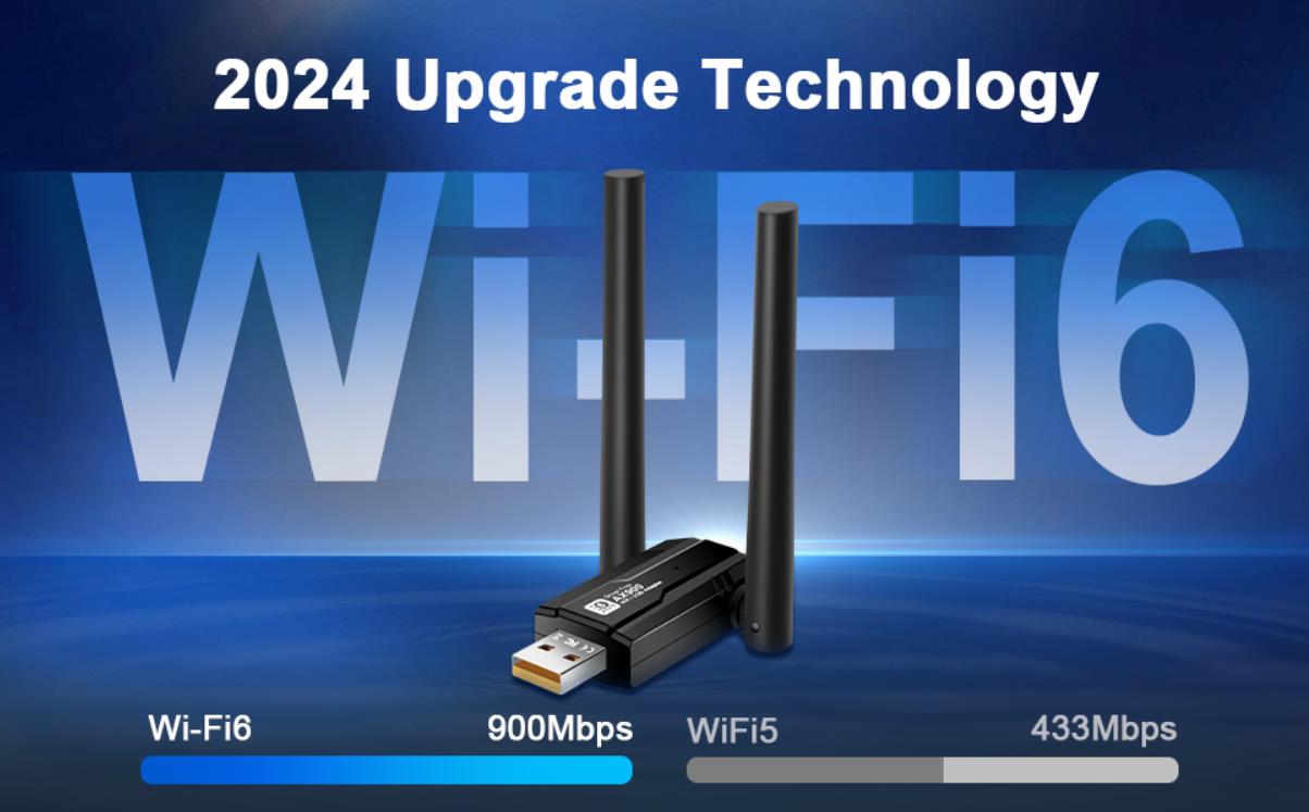 Hitoor USB WiFi 6 Adapter for PC, AX900Mbps USB WLAN Stick Wireless Adapter with 5DBI Antenna, Dual