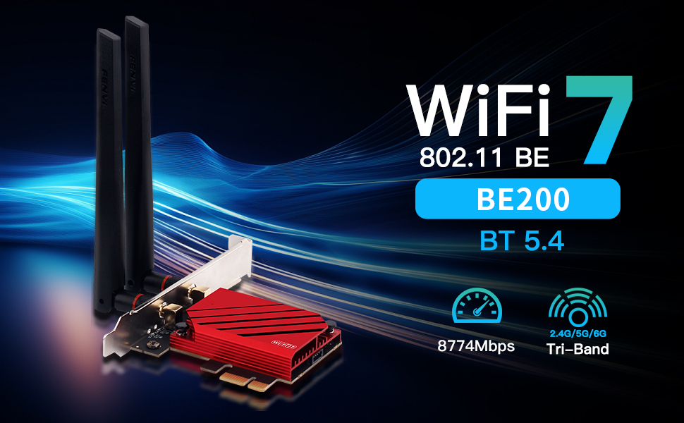 WiFi Card PCIE WiFi 7 BE200 Tri-Band 802.11be 8774Mbps PCIe Wireless Adapter