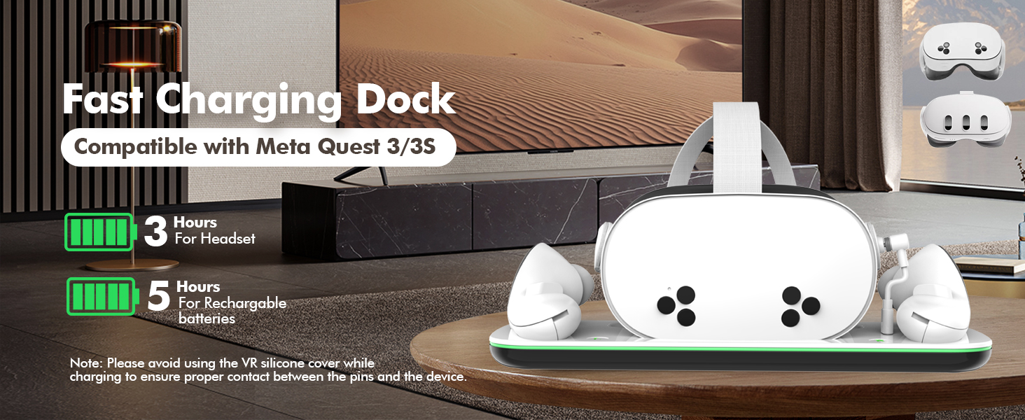 IHDAPP Charging Dock Compatible with Me-ta Quest 3/3S, VR Accessories Charging Station