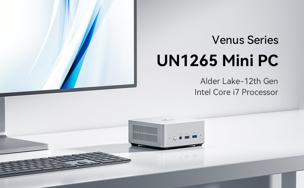 MINISFORUM Venus UN1265 Mini PC Intel Core i7 12650H, 10Cores/16Threads,  Windows 11 32GB RAM 1TB SSD Mini Desktop Computer Wi-Fi6E&BT5.2,  HDMI2.0/USB Type-C/DP1.4, 2.5 G RJ45 LAN,5 x USB Port 