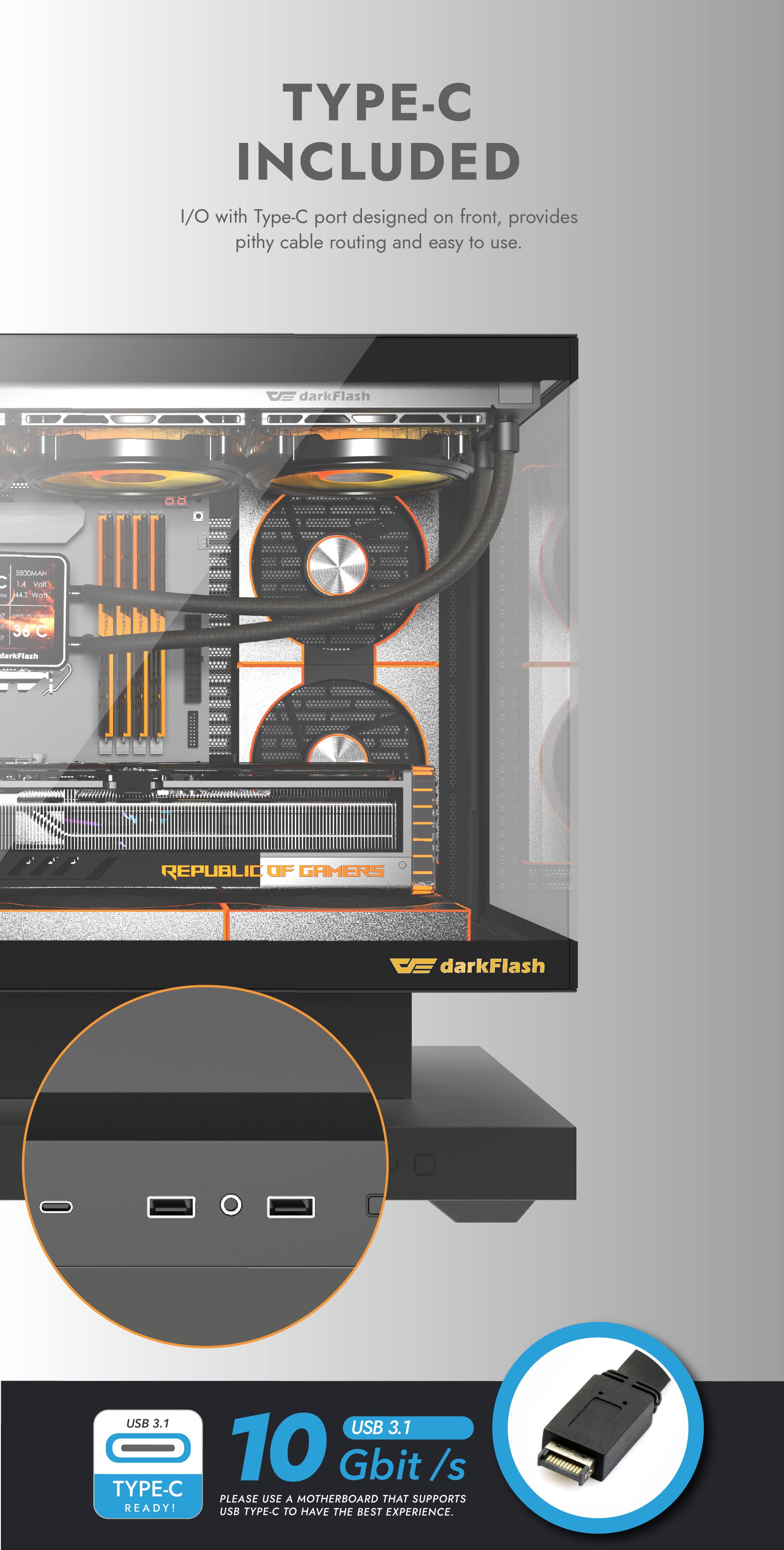 DarkFlash FLOATRON F1 M-ATX PC Case, BLACK